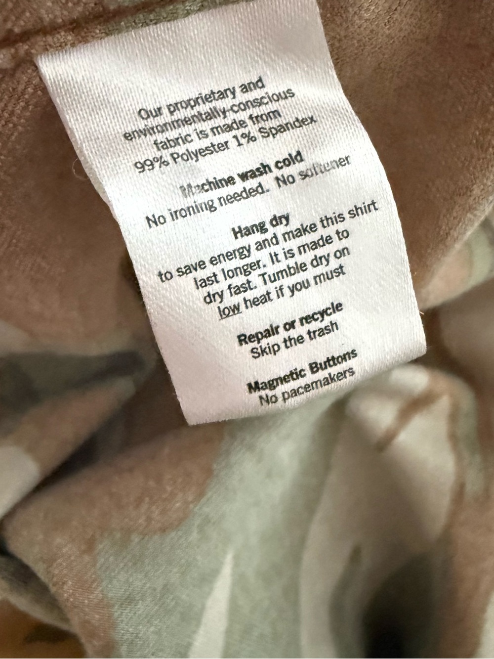 PONCHO XXL Regular Fit Camouflage Cotton Button-Up Shirt with Magnetic Pockets - Picture 9 of 9